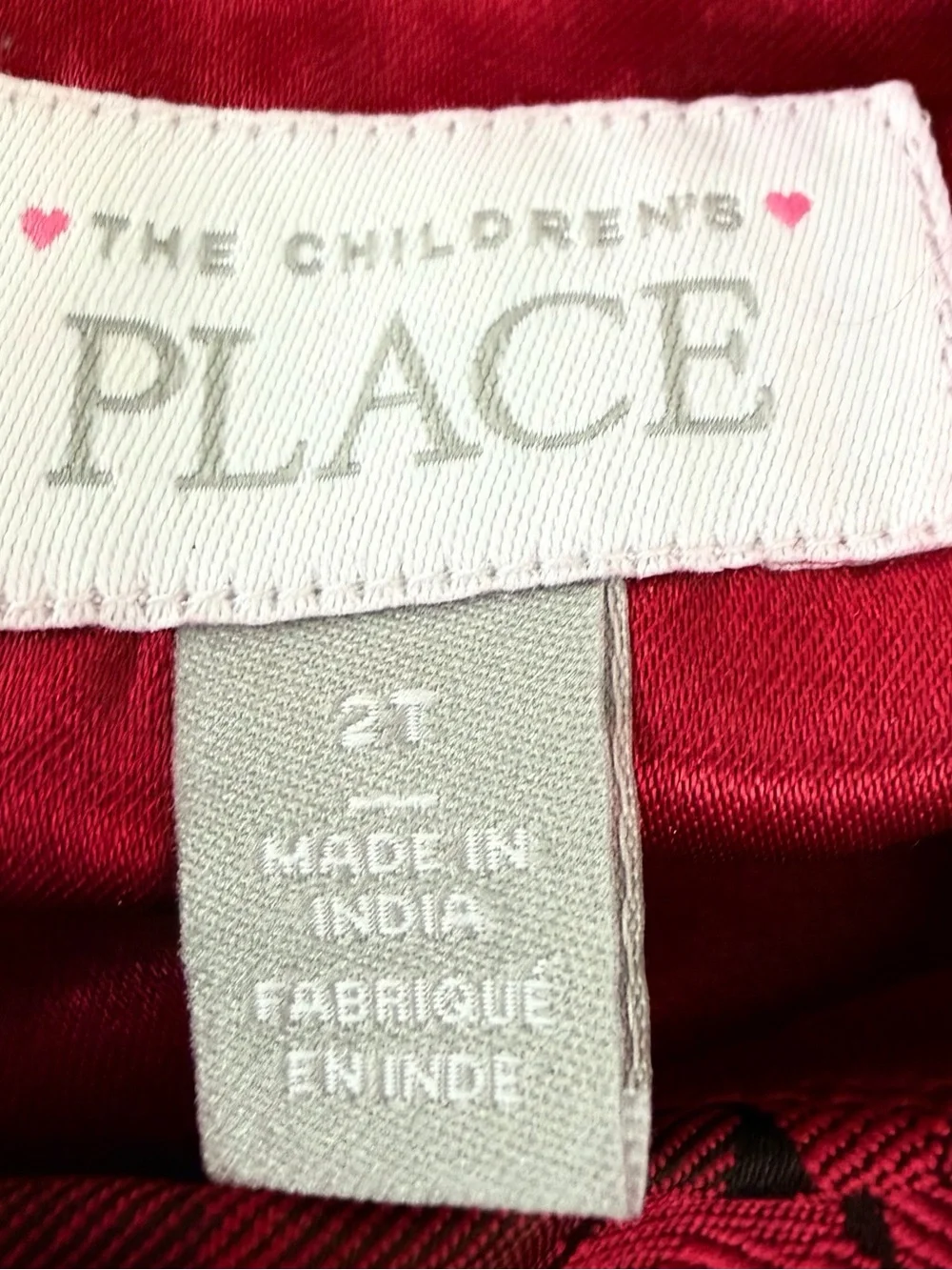The Children's Place Red and Black Floral Velvet-Trim Dress